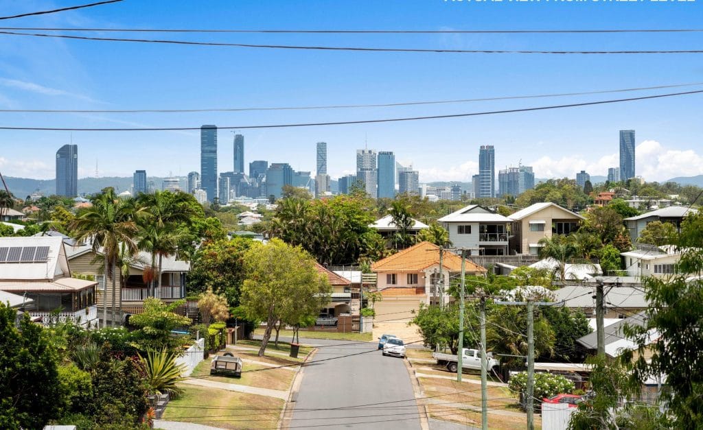 View of Morningside suburb with Brisbane city buildings in background